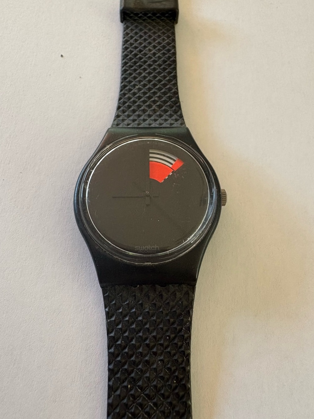 Rare, Vintage 1989 Swatch Black Watch - GB715 Color Window Model